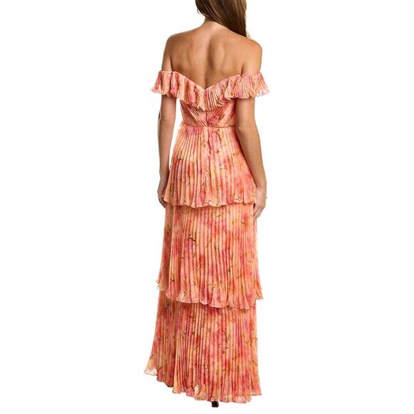 Theia Printed Clip Dot Chiffon Gown - Picture 2 of 3